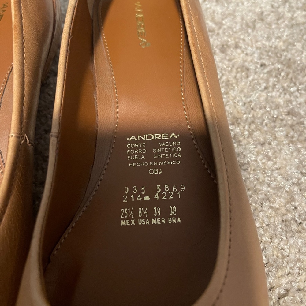 ANDREA FENZI Tan Leather Ballet Flats - Picture 3 of 7
